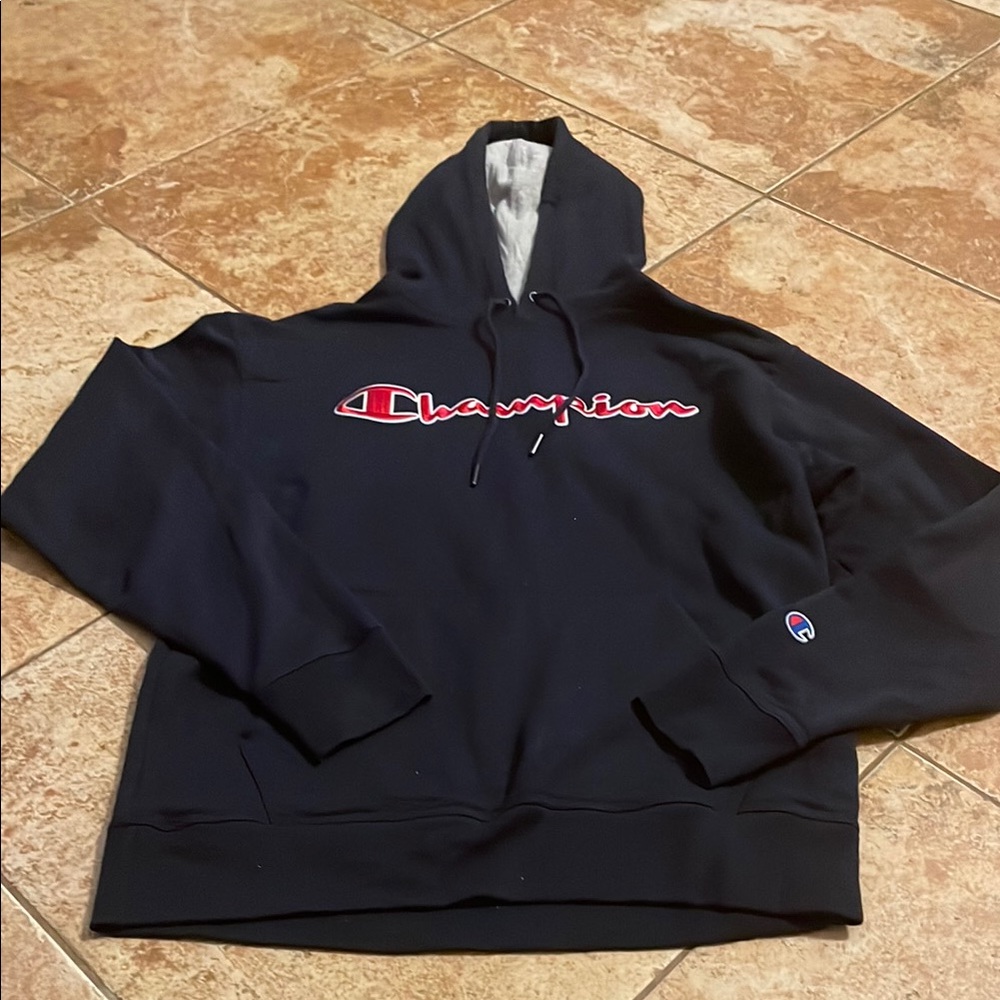 Champion Blue Sweatshirt Classic Pullover Hoodie size Medium